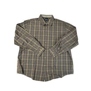 Croft & Barrow Mens Button Down Shirt Gray & Yellow Plaid - Size XL
